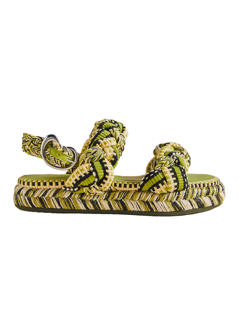 Maria braided flatform sandals in olive