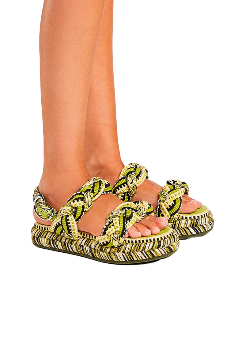 Maria braided flatform sandals in olive