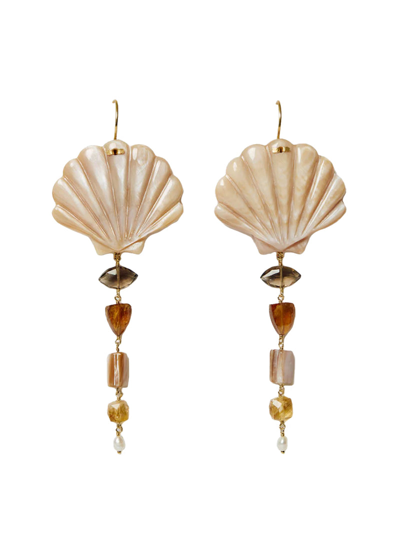 Scallop drop earrings in natural mix