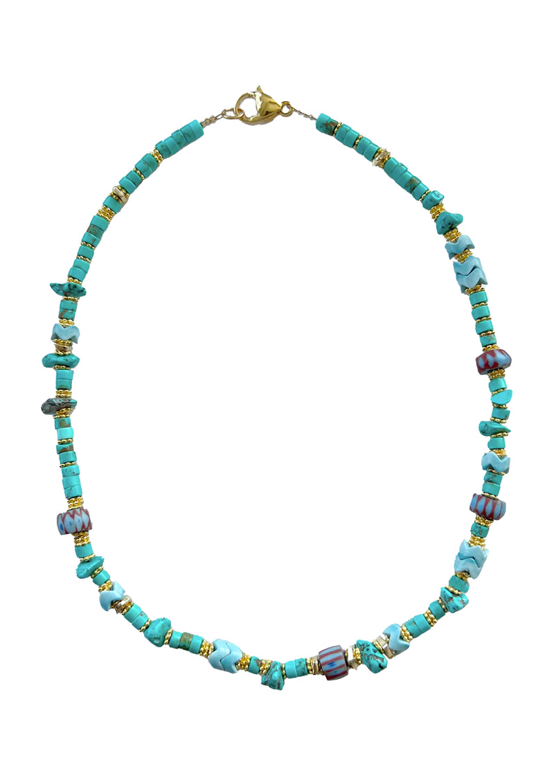 Raw turquoise awalleh necklace