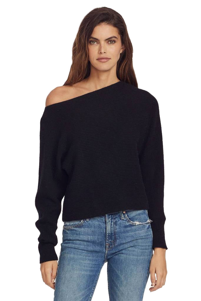 Noura one-shoulder cashmere sweater in black