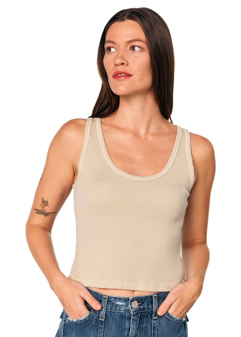 Crop rib tank in oatmilk
