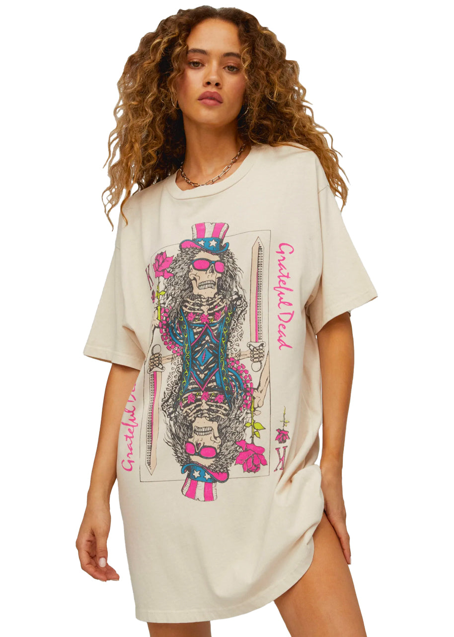 Grateful Dead card t-shirt dress in dirty white - Daydreamer Grateful Dead card t-shirt dress in dirty white - Daydreamer