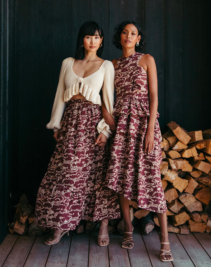 Bria ankle skirt in fringe ikat