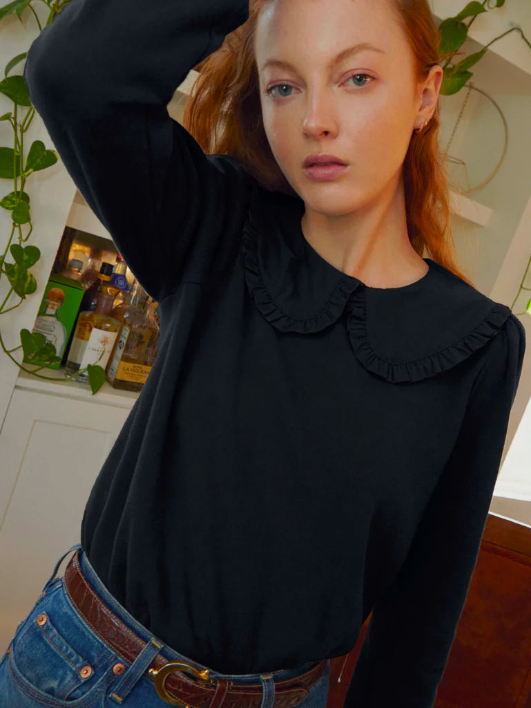 Coco collared sweatshirt in jet black