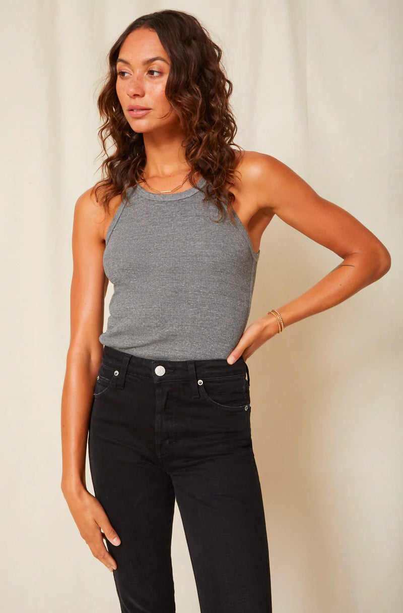 Long rib tank in heather gray