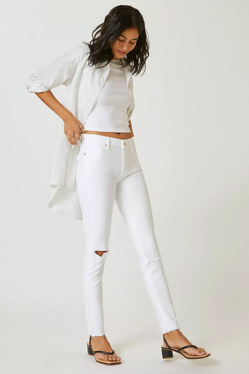 Hoxton ankle skinny with raw hem in blanchette destructed