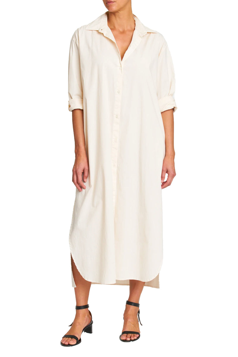 Sloane oversized button down maxi shirt dress in sand shell