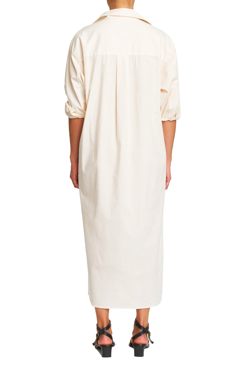 Sloane oversized button down maxi shirt dress in sand shell