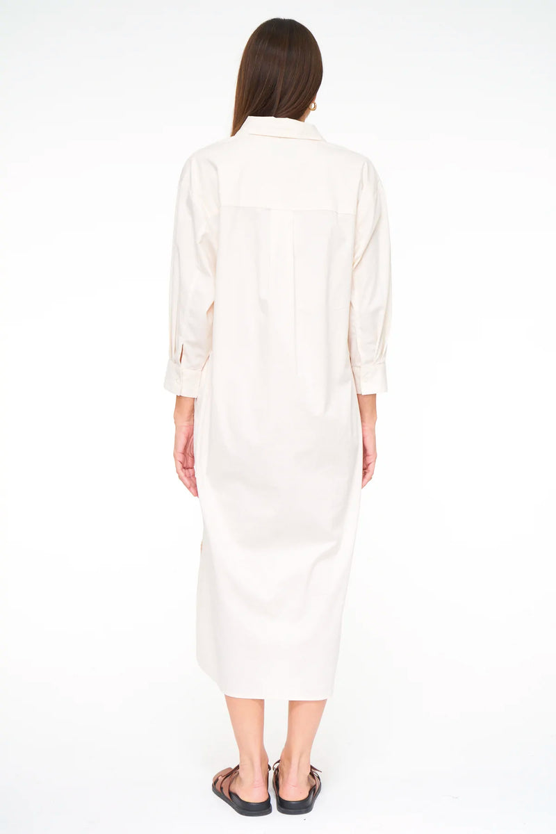 Sloane oversized button down maxi shirt dress in sand shell