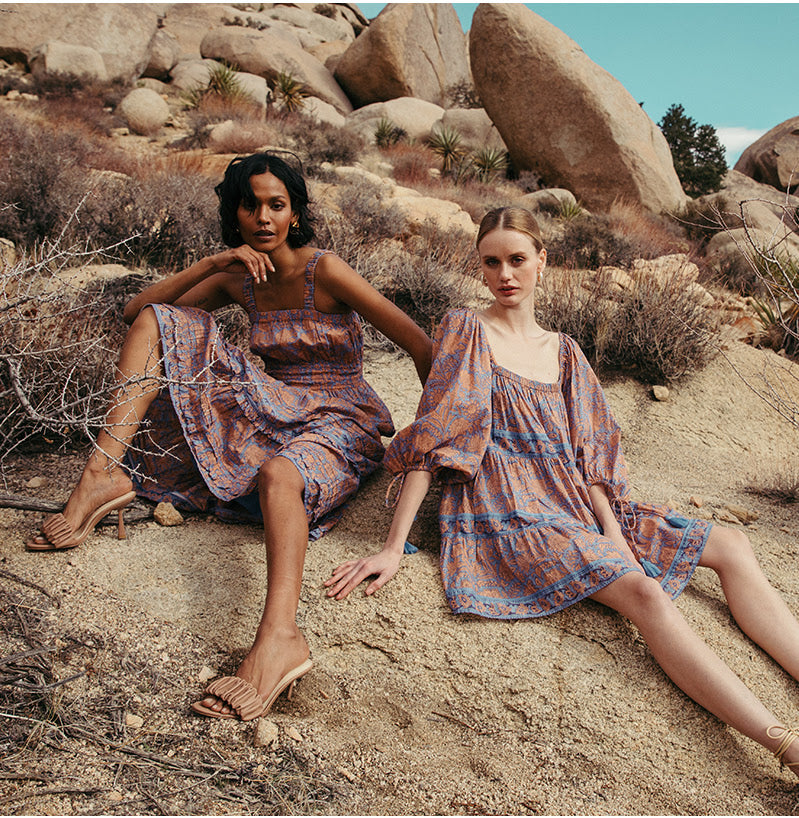 Jolene midi dress in vine block print