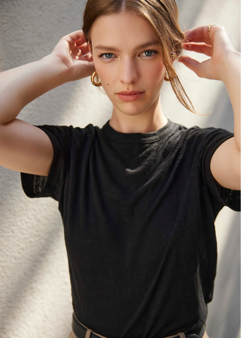 *PREORDER* The linen perfect tee in black