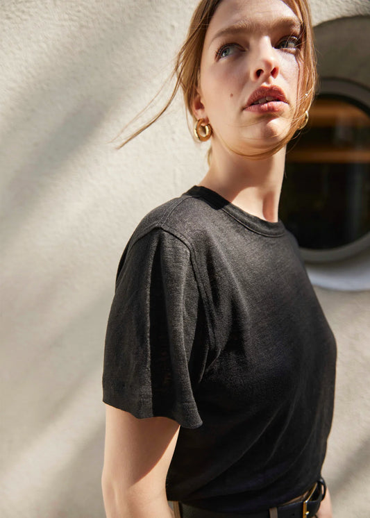 *PREORDER* The linen perfect tee in black