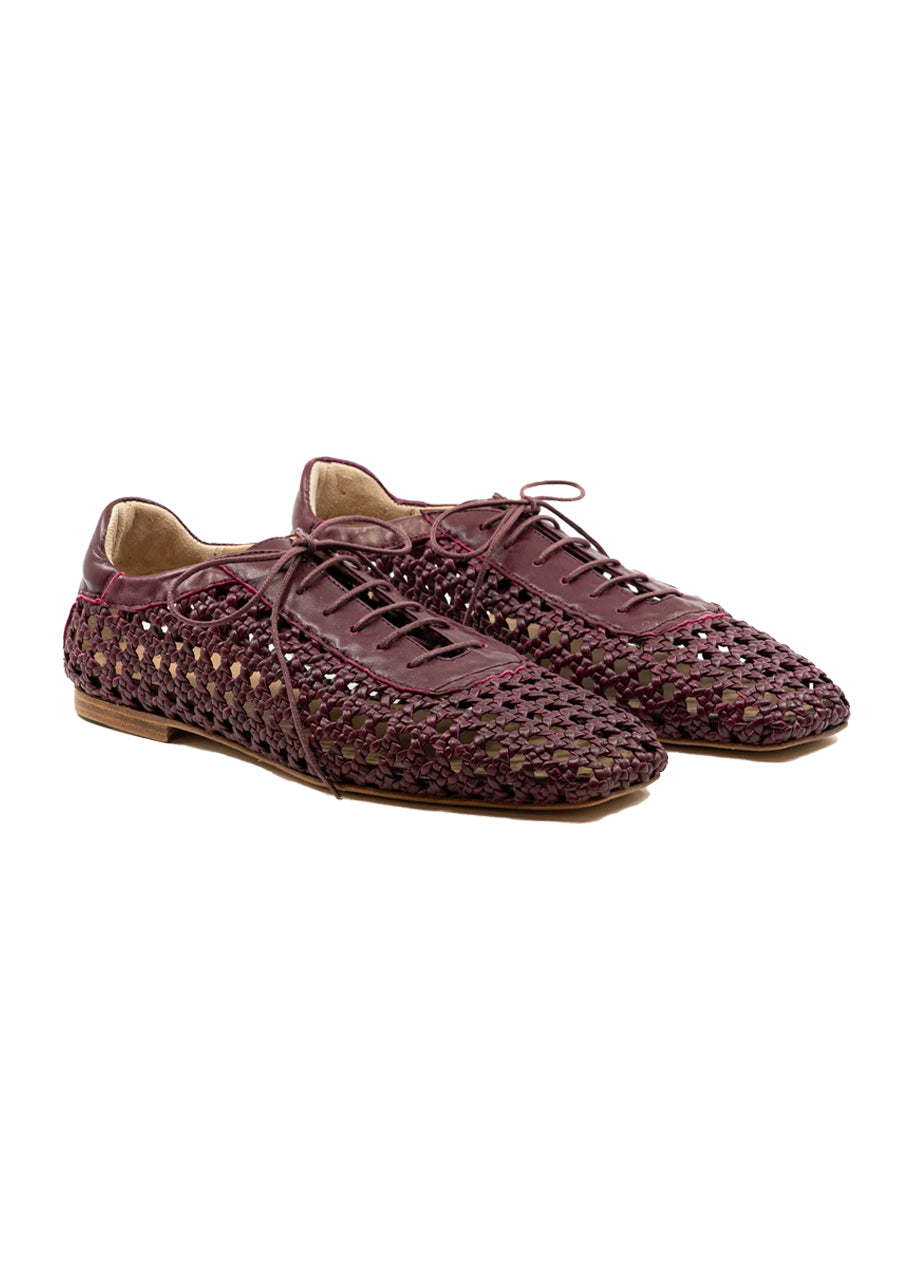 *PREORDER* Antonia woven oxford in burgundy leather