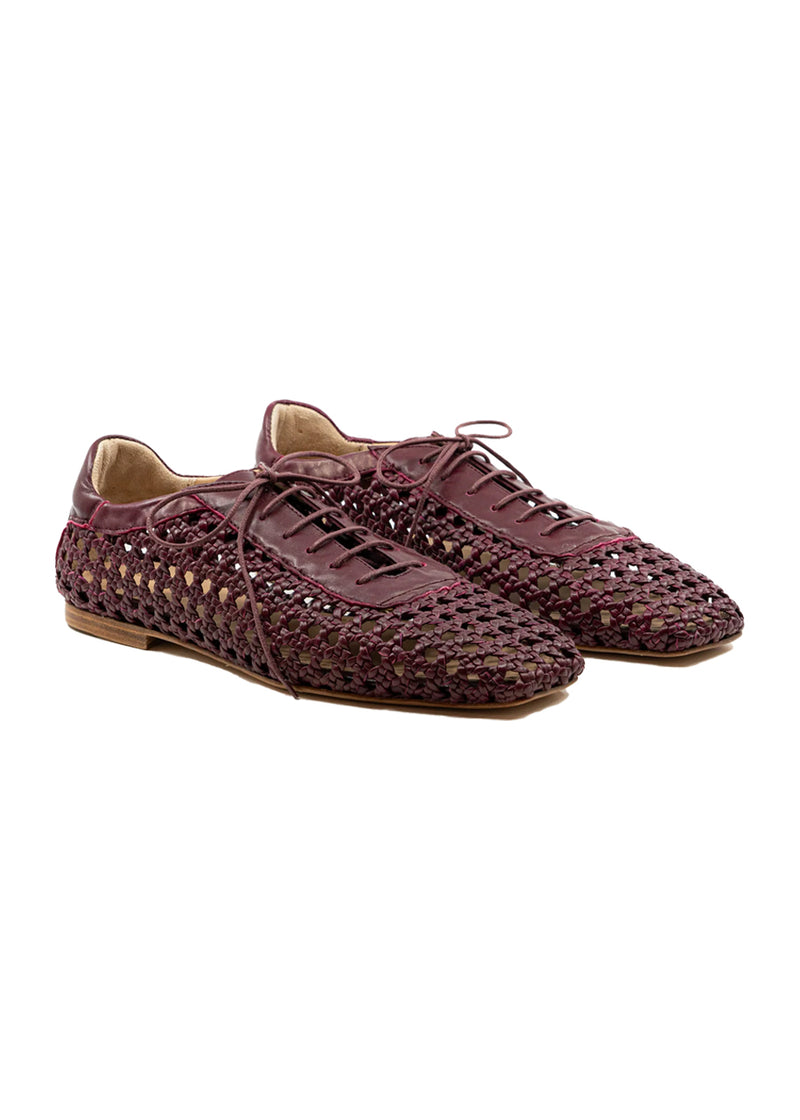 *PREORDER* Antonia woven oxford in burgundy leather