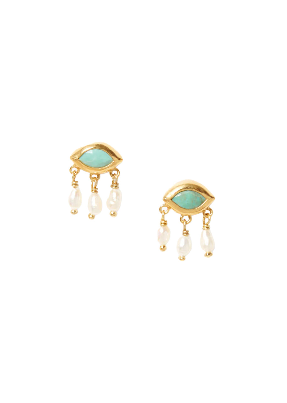 Astrid evil eye earrings in turquoise mix