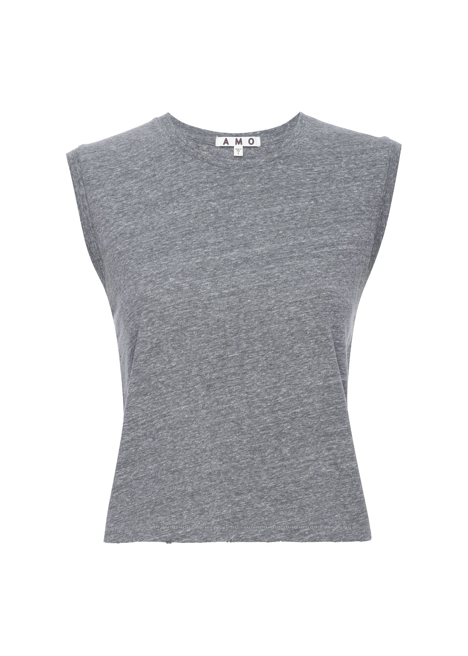 Sleeveless babe tee in heather grey