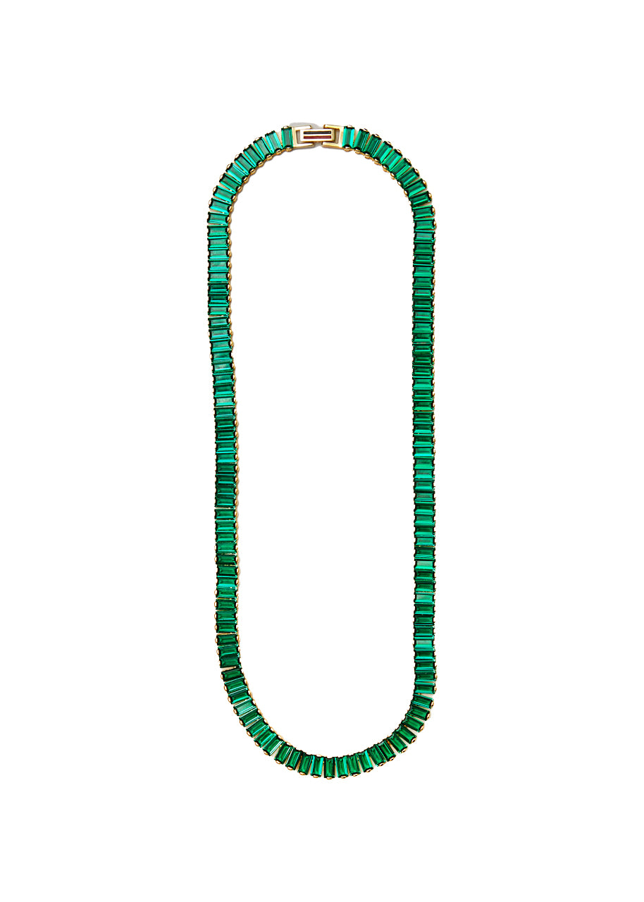 *PREORDER* Baguette collar necklace in emerald gold