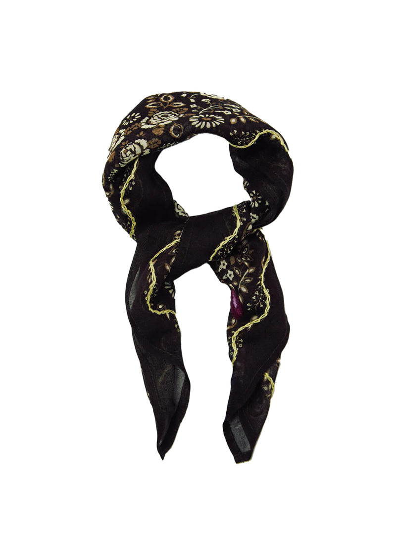 Posy embroidered bandana in jet black