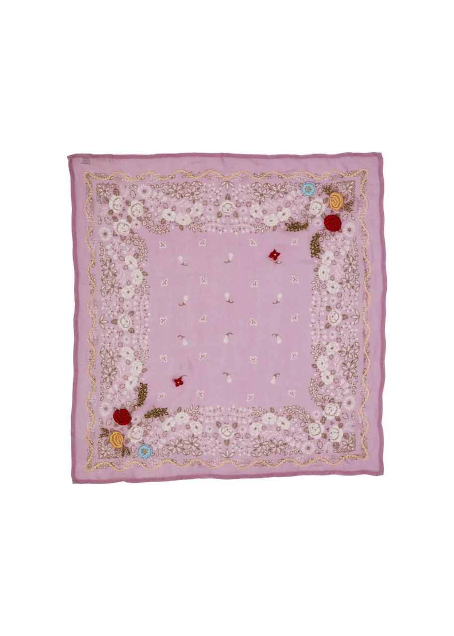 Posy embroidered bandana in pastel lavender