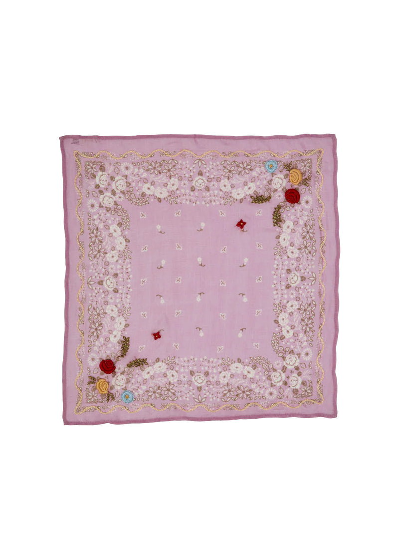 Posy embroidered bandana in pastel lavender