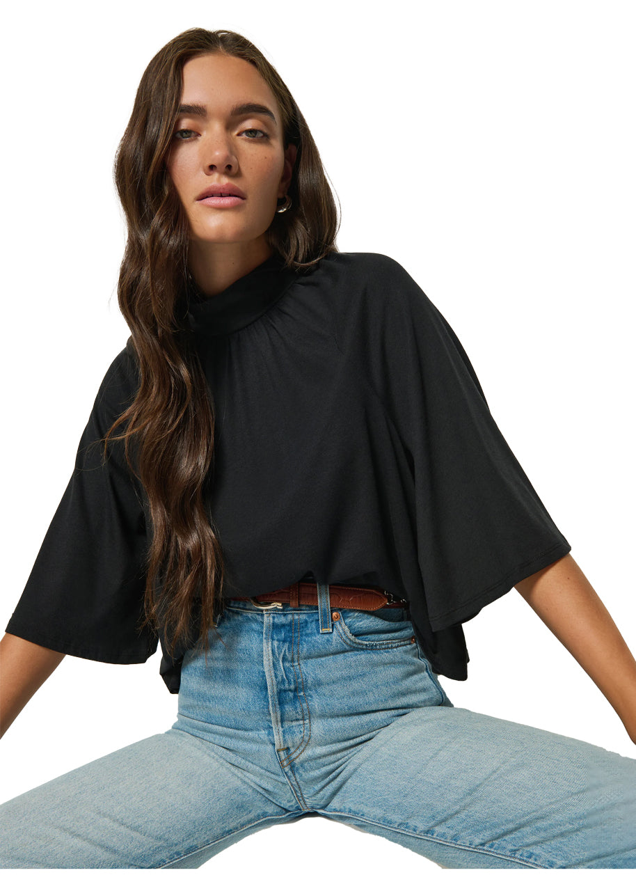 Bell half sleeve tee in jet black