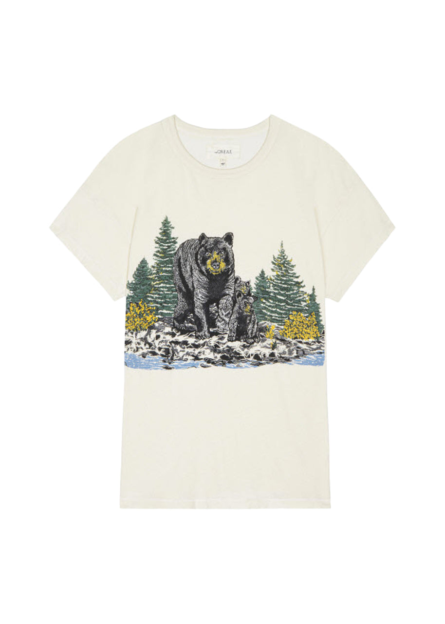 The boxy crew black bear tee in washed white