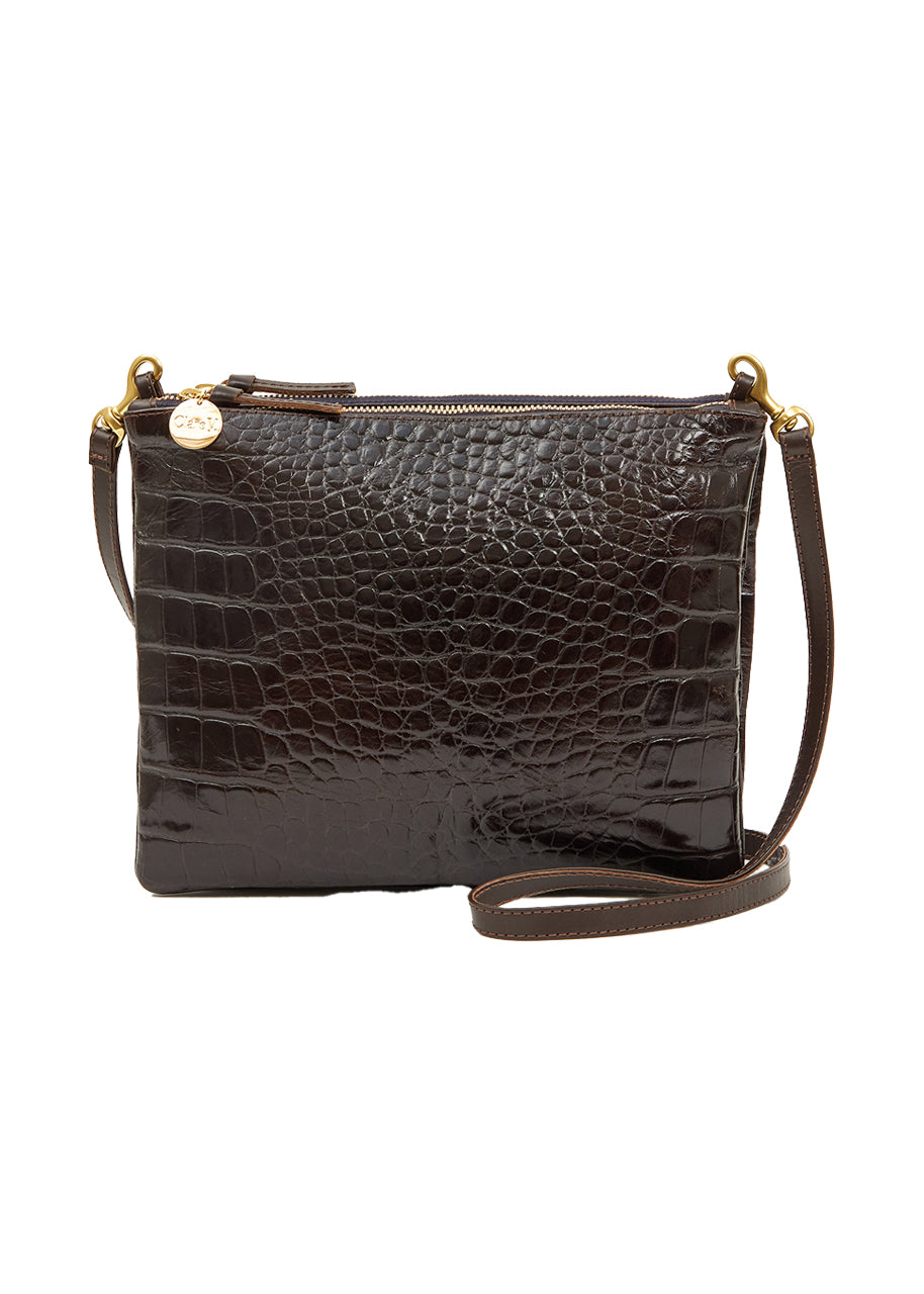 Double sac bretelle in kalamata croco