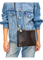 Double sac bretelle in kalamata croco