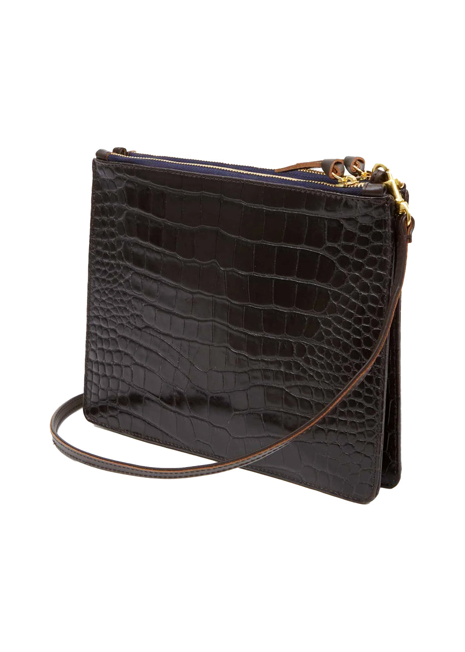 Double sac bretelle in kalamata croco