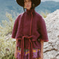 Brio cape coat in burgundy