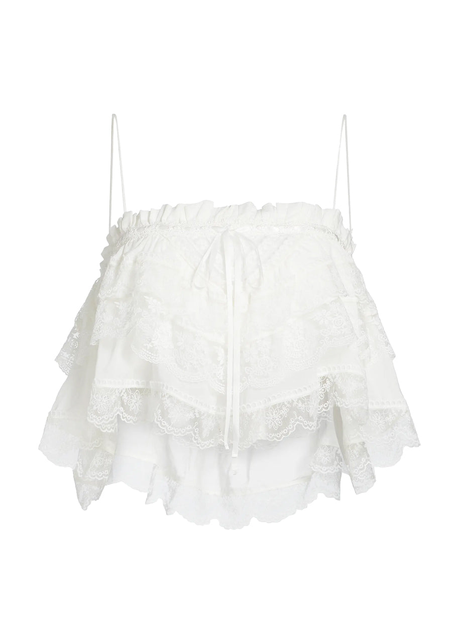 Carlton tiered lace top in ivory