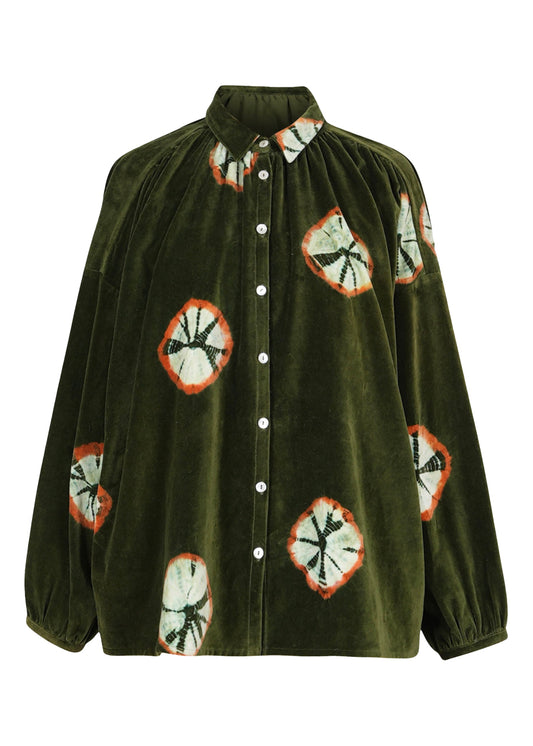 *PREORDER* Charm blouse in khaki velvet