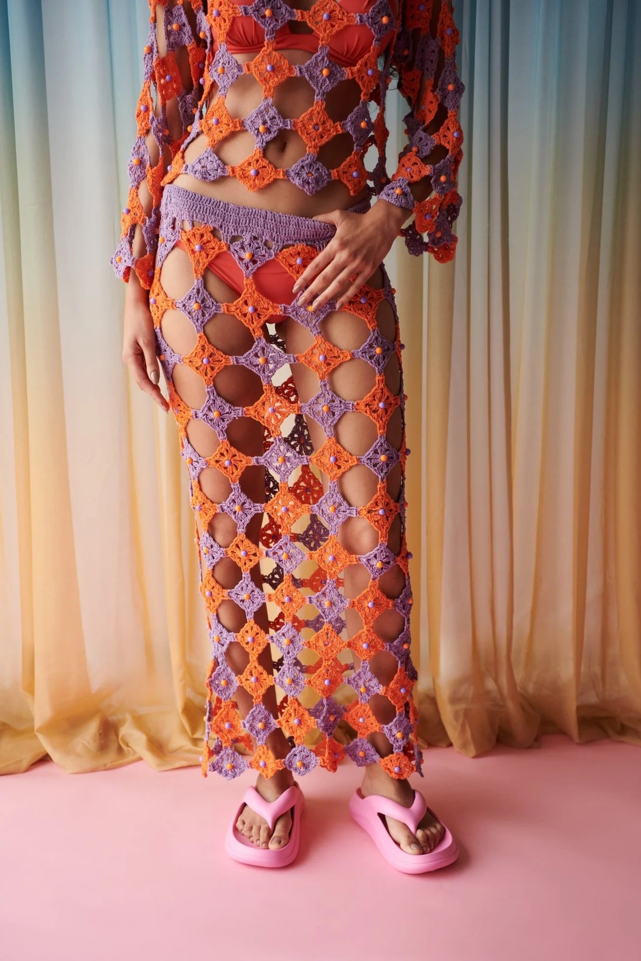 Dakhla crochet skirt in orange