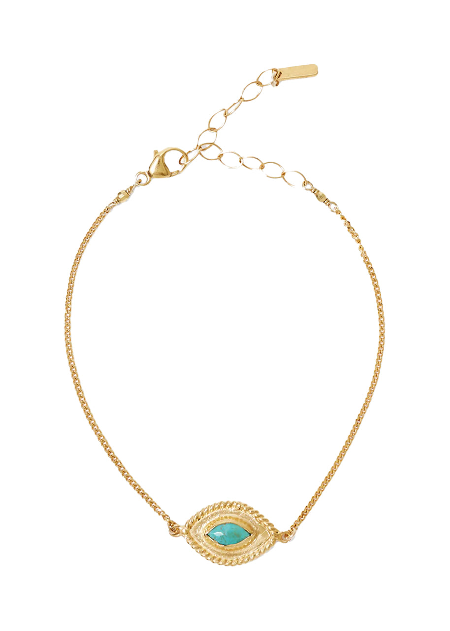 Mariya evil eye bracelet in gold turquoise