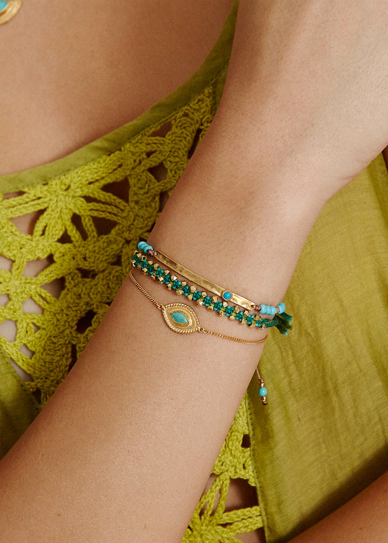 Mariya evil eye bracelet in gold turquoise