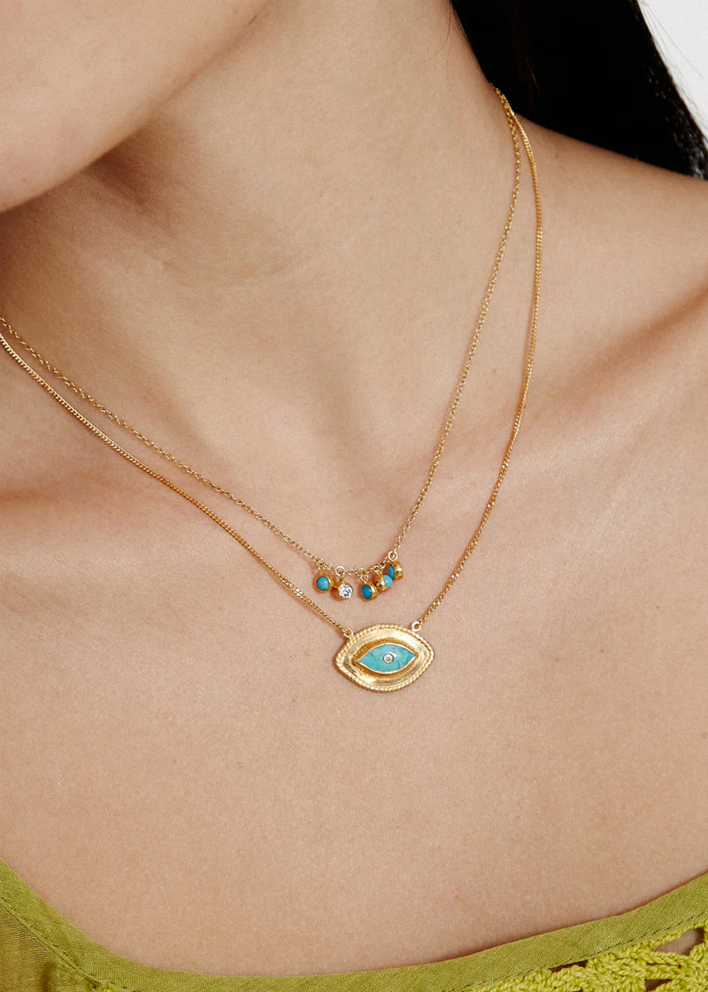 Mariya evil eye necklace in gold turquoise