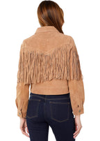 Fringe suede jacket in almond butter