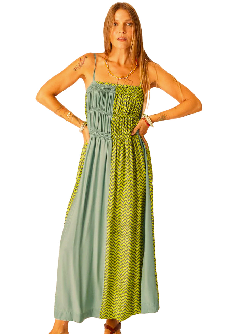 Gina maxi dress in zig zag lime