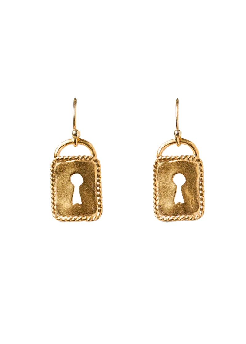 Mini padlock earrings in gold