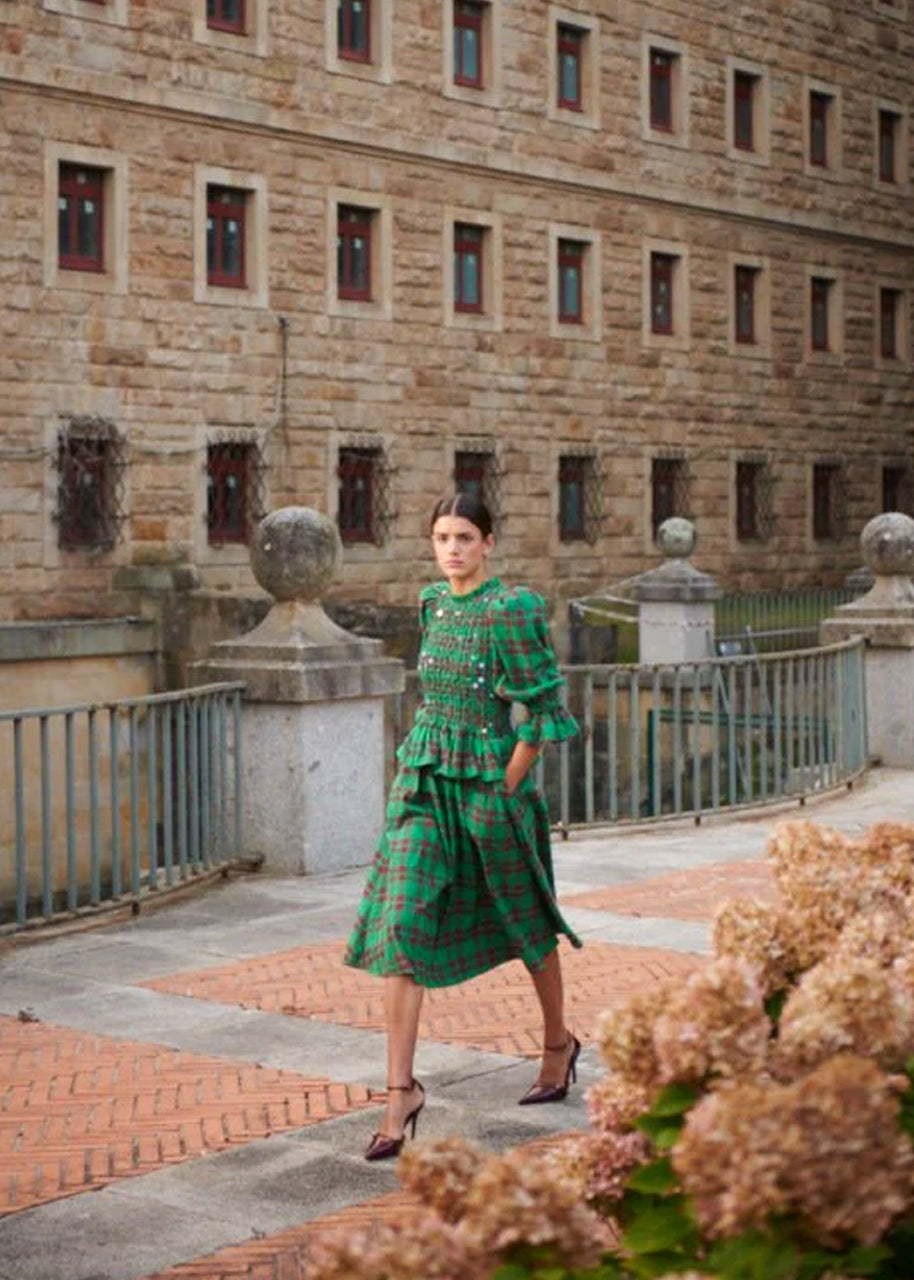 Houx dress in green plaid