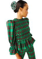 Leyland top in green plaid