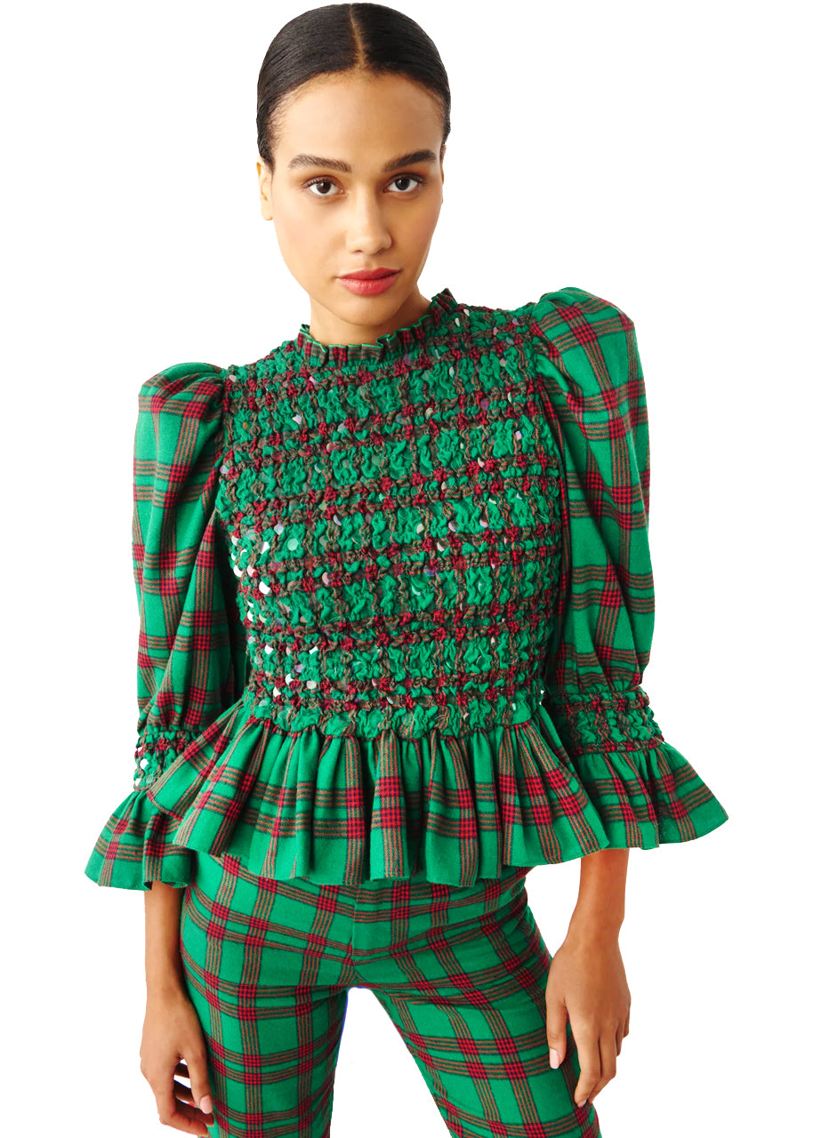 *PREORDER* Leyland top in green plaid