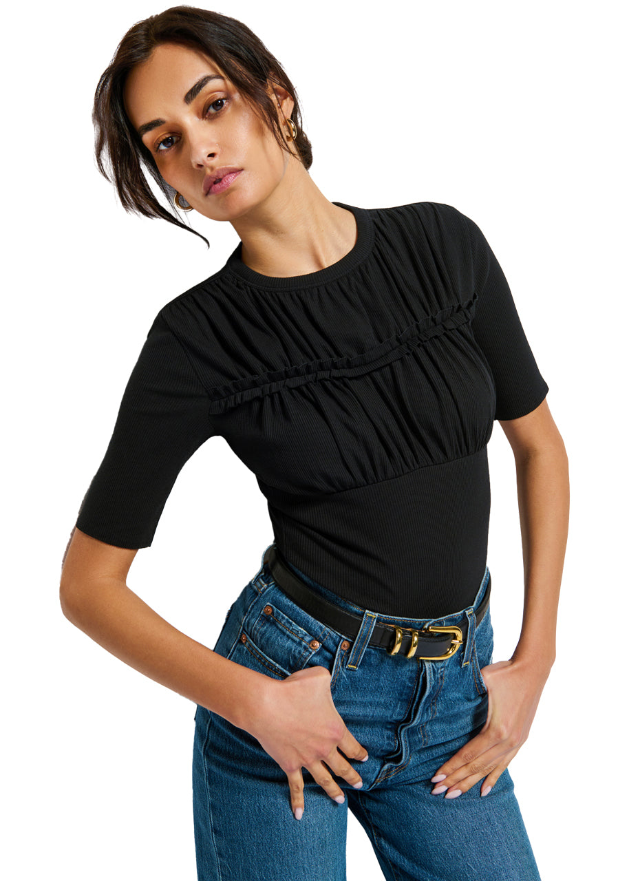 Lilia ruched bust tee in jet black