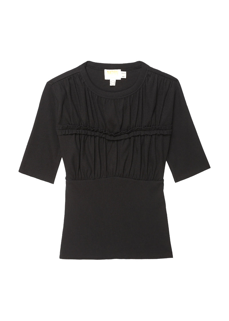 Lilia ruched bust tee in jet black