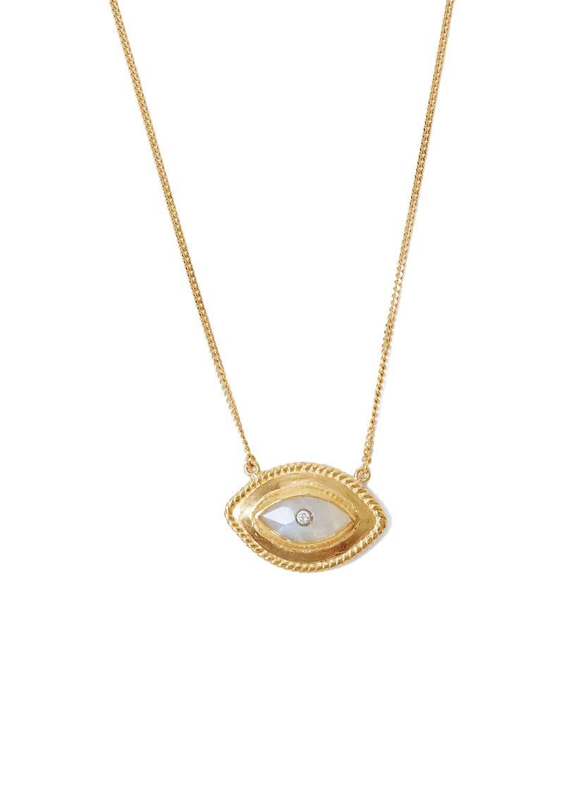 Mariya evil eye necklace in gold moonstone