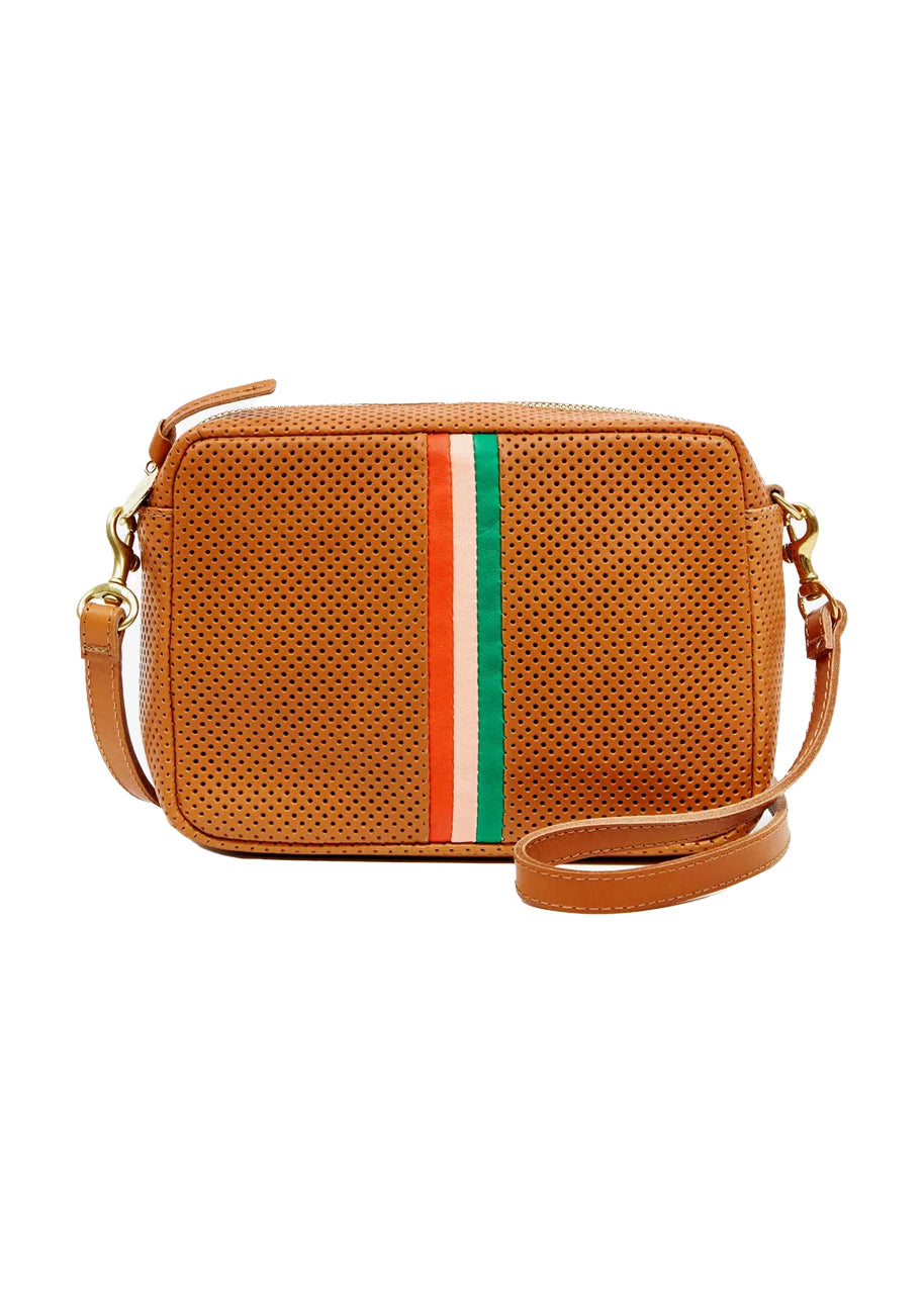 Midi sac in cuoio perf w/ stripes
