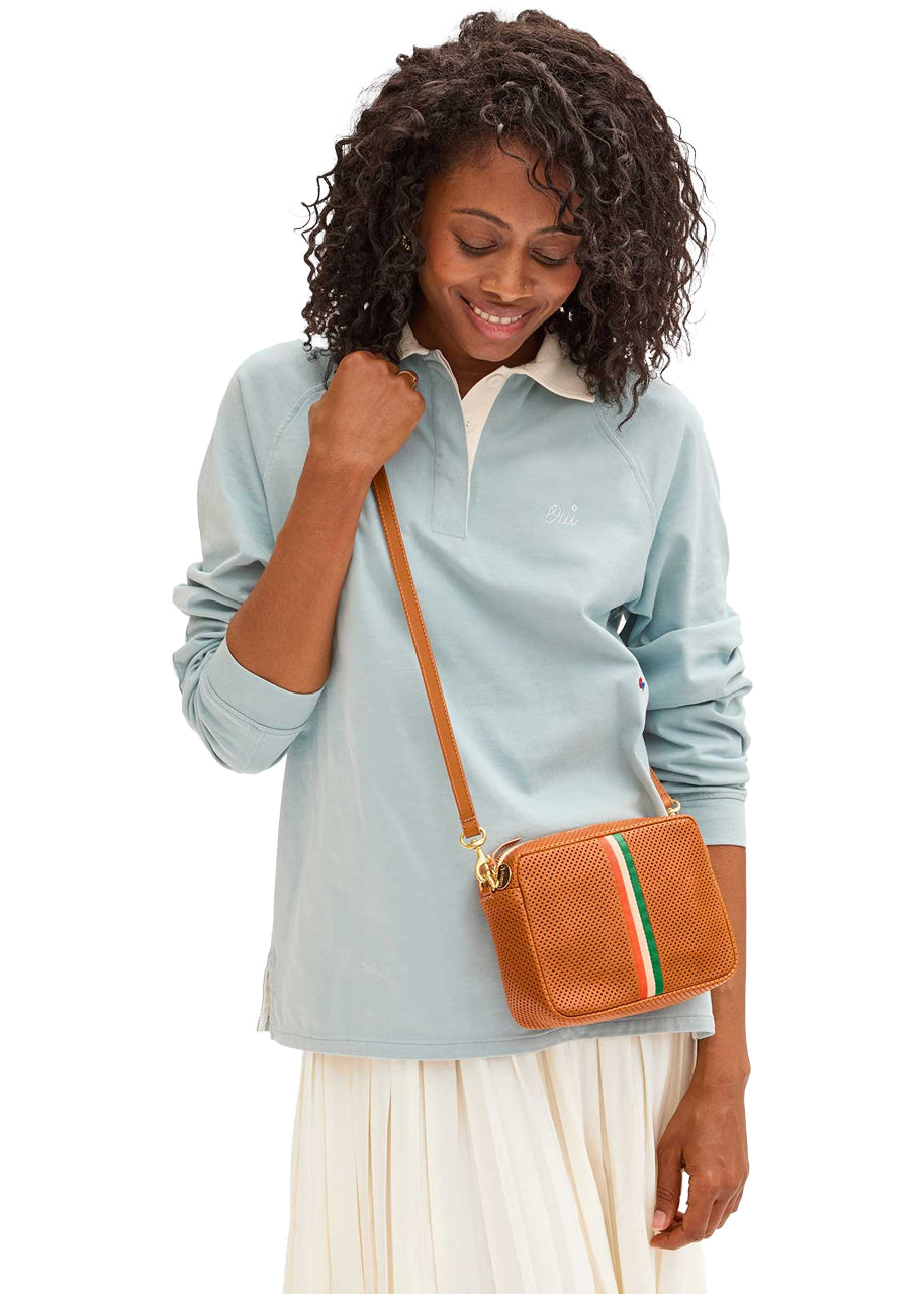 Midi sac in cuoio perf w/ stripes