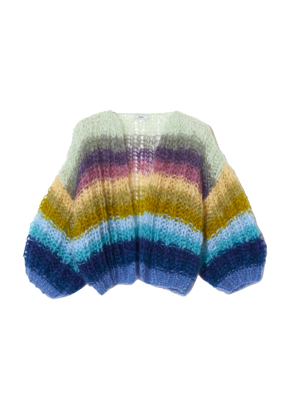 Mohair ribbed bomber cardigan in stripe Maiami – brenmarke