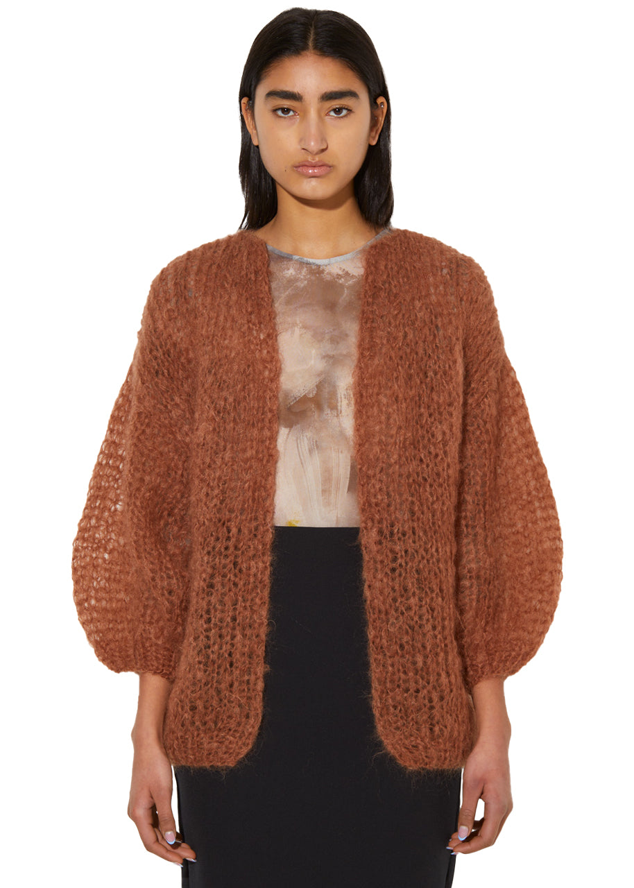 Mohair big cardigan in brown